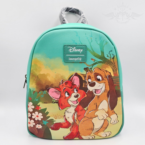 Loungefly Disney The Fox And The Hound Duo Friends Green Mini Backpack Bag New - Picture 1 of 8